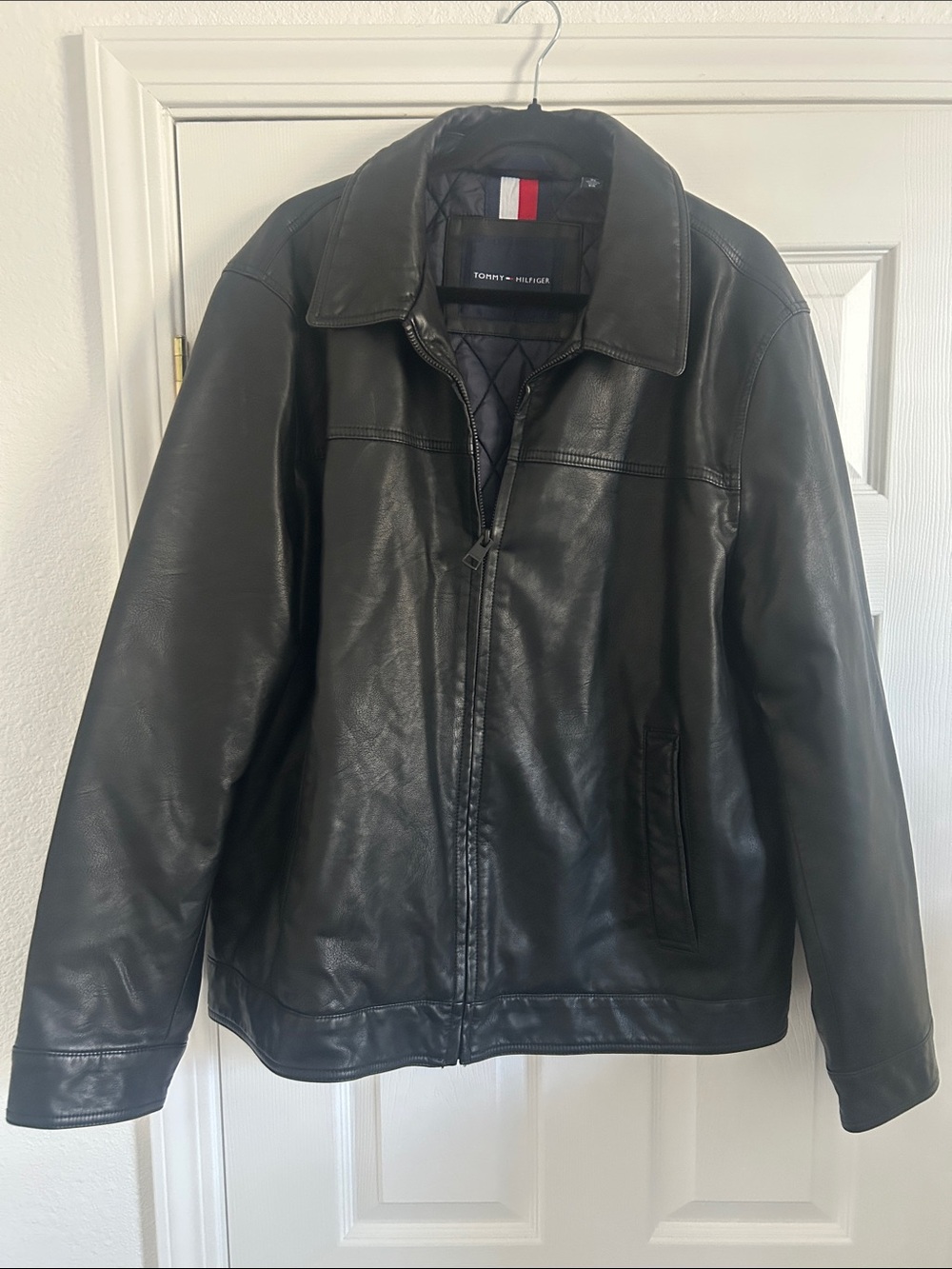 Tommy Hilfiger Black Leather Bomber Jacket